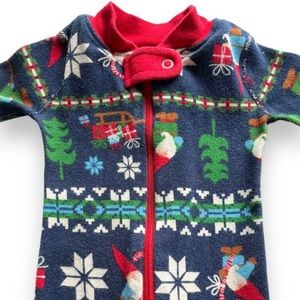 Hanna Andersson Winter Christmas Elves Pajamas Baby Zip Footed Sleeper Navy Blue